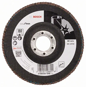 Bosch X581 Best for Inox зачистной диск P80, 125х22.23 (по нерж. стали), угловой, 10 шт.
